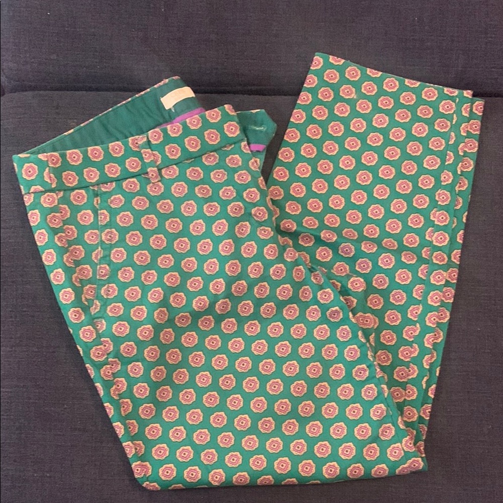 J. Crew green patterned pants